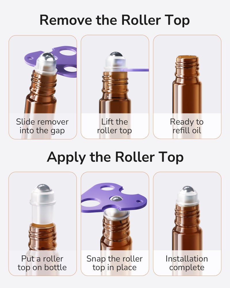 ULG 48-Pack Essential Oil Roller Bottles 10ml, Empty Bottles with Stainless Steel Roller Balls and Waterproof Labels, Amber Roller Balls For Essential Oils - Image 4